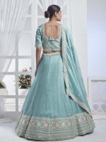 Sky Blue Pure Organza Lehenga Choli